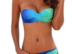 FIYOTE Damen Badeanzüge Sexy Bikini Push Up mit Gepolstert Swimwear Bikinihosen+Bikinioberteile mit Slip S/M/L/XL/XXL