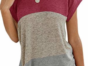 Yidarton Damen Kurzarm T-Shirt Casual Patchwork Sommer Lose Shirt Asymmetrisch Oversize Oberteile …