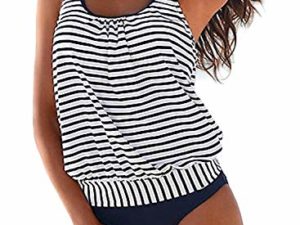 Yidarton Damen Tankini Bauchweg Bedruckter Badeanzug Zweiteiler Bikini Sets Push Up Swimsuit Gepolsterte Bademode Beachwear